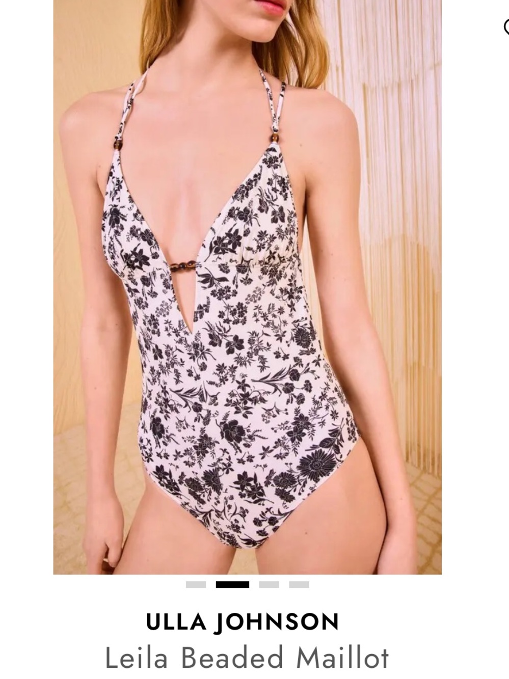 Ulla Johnson Cream One-Piece with Black Floral Beading